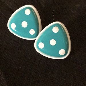 Blue and white ladies earrings.